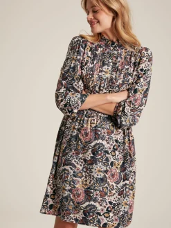 Lucia Brown Floral Frilled Midi Dress