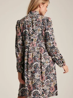 Lucia Brown Floral Frilled Midi Dress