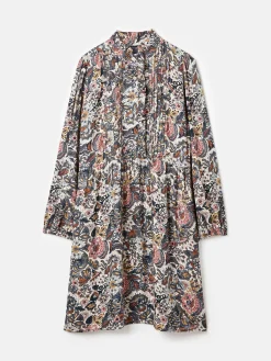 Lucia Brown Floral Frilled Midi Dress