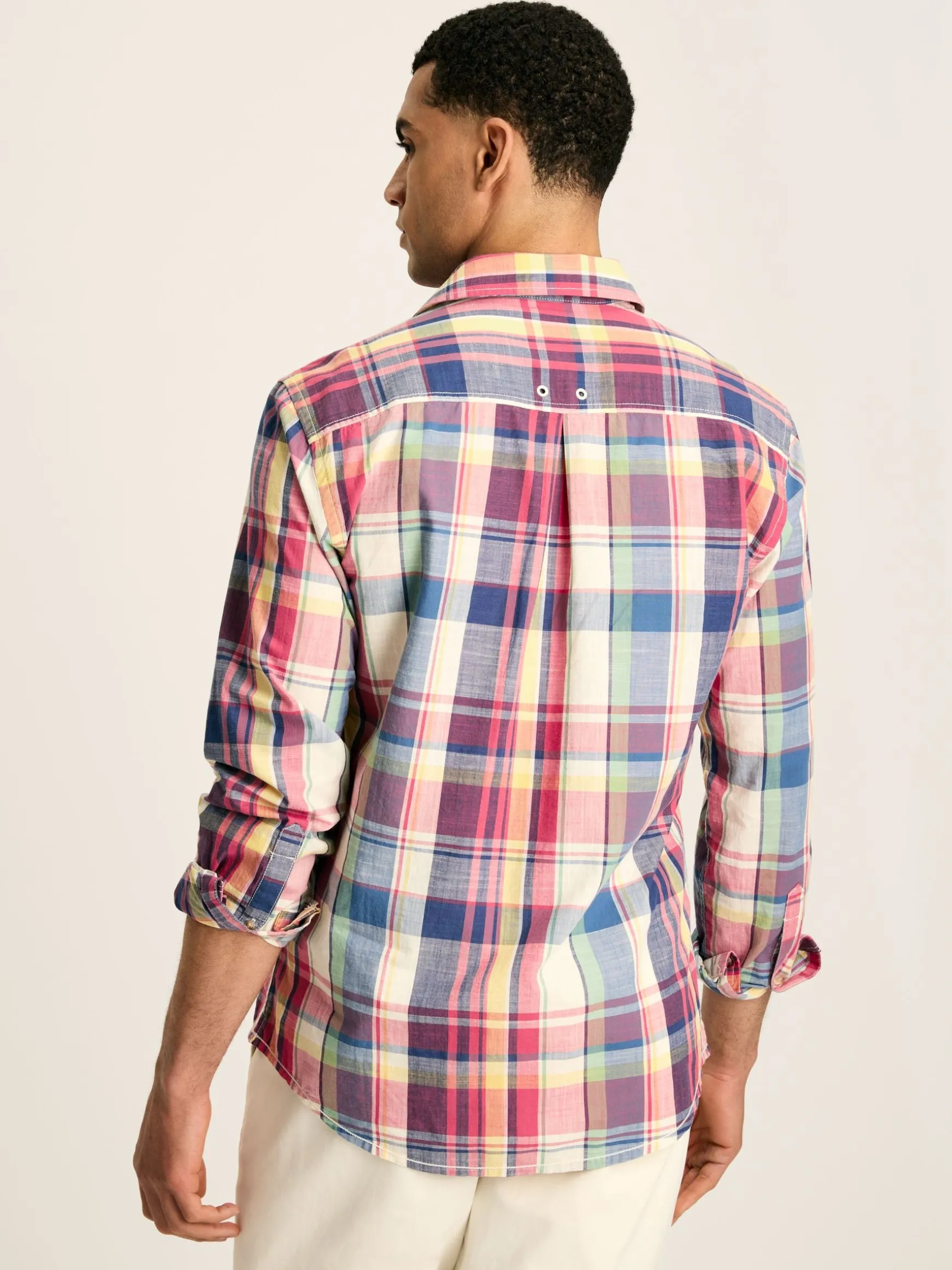 Madras Blue/Pink Long Sleeve Cotton Check Shirt