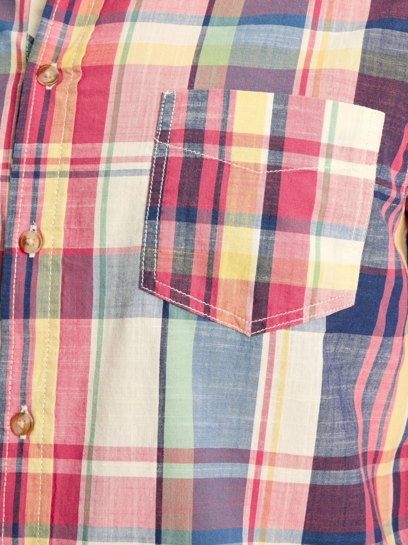 Madras Blue/Pink Long Sleeve Cotton Check Shirt