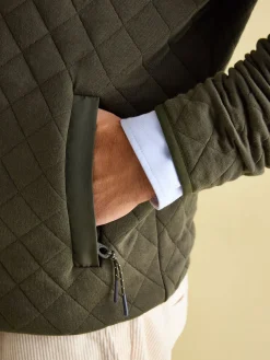 Malton Green Quilted Jersey Pullover Sweatshirt