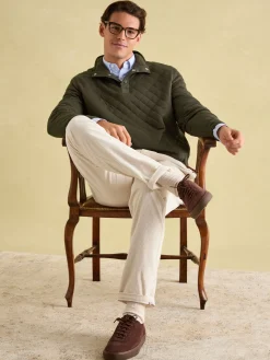 Malton Green Quilted Jersey Pullover Sweatshirt