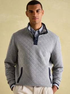 Malton Grey Quilted Jersey Pullover Sweatshirt