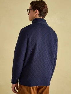 Malton Navy Quilted Jersey Pullover Sweatshirt