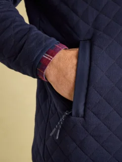 Malton Navy Quilted Jersey Pullover Sweatshirt