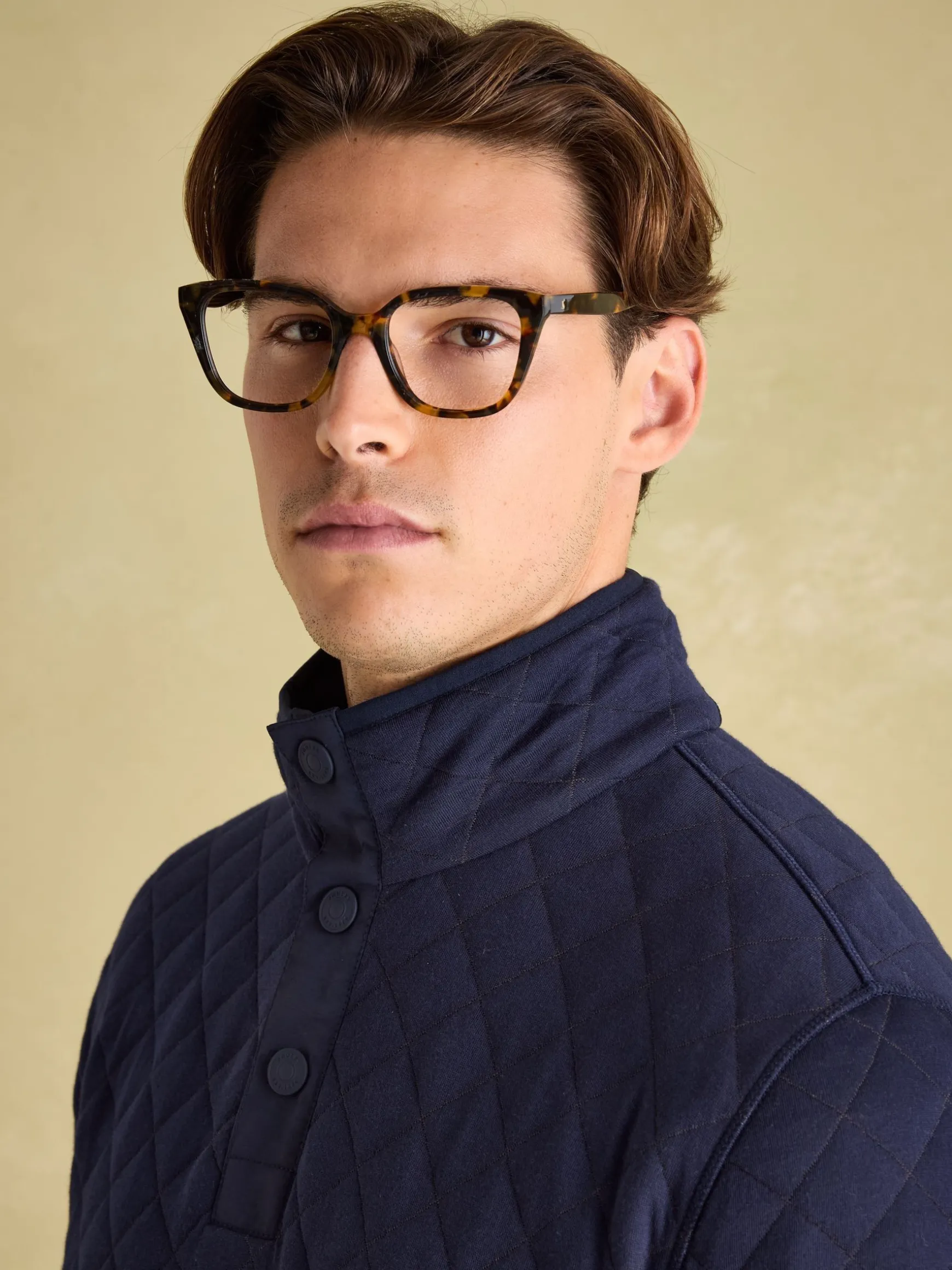 Malton Navy Quilted Jersey Pullover Sweatshirt