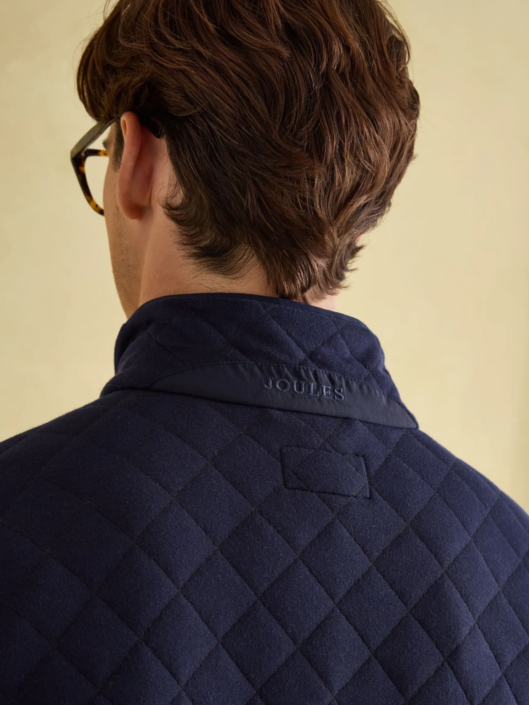 Malton Navy Quilted Jersey Pullover Sweatshirt