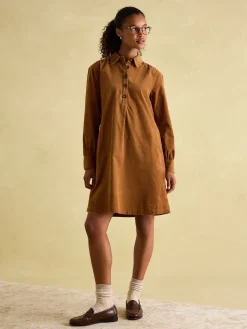 Maple Brown Corduroy Shirt Dress