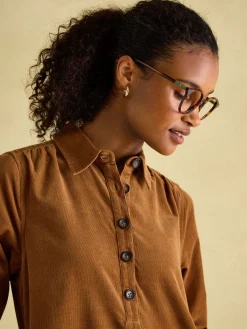 Maple Brown Corduroy Shirt Dress