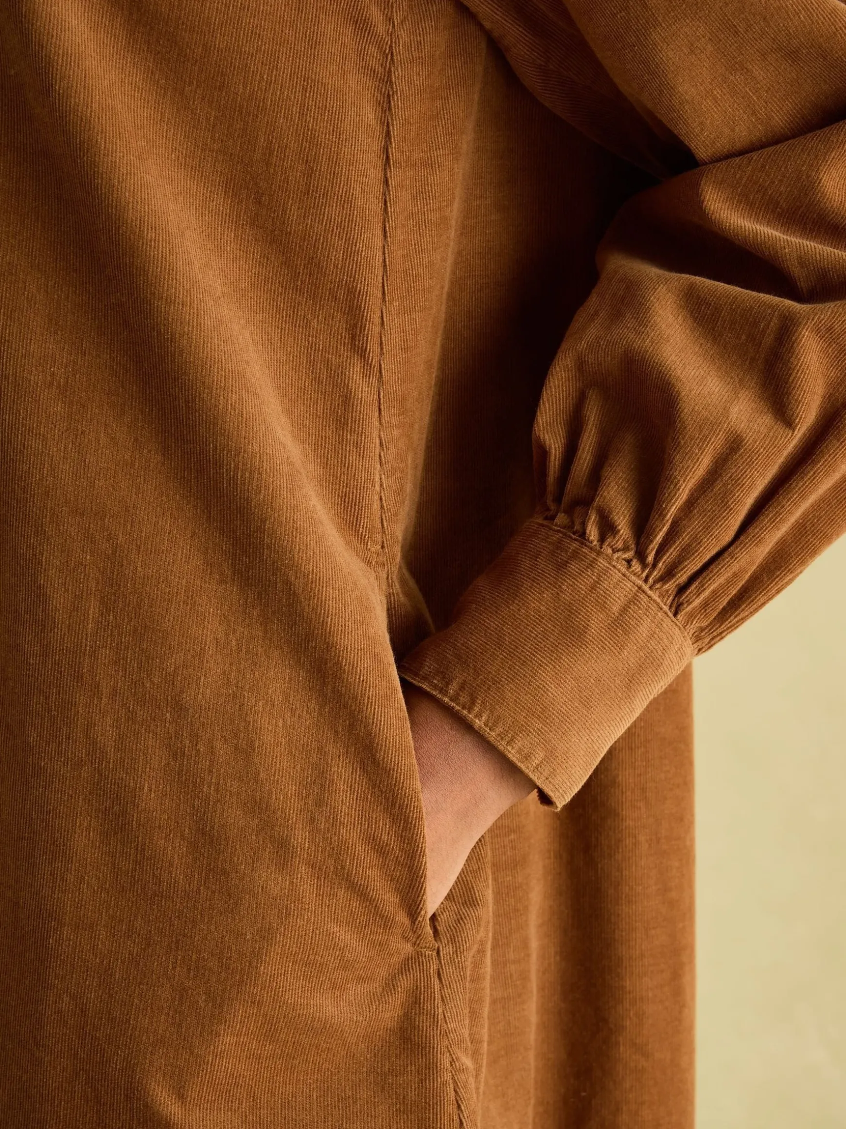 Maple Brown Corduroy Shirt Dress