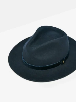 Maude Navy Blue Wool Fedora Hat