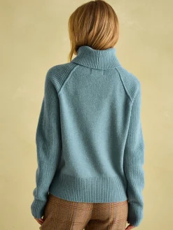 May Blue Merino Wool Jumper with Detachable Roll Neck