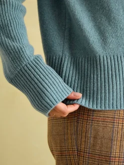 May Blue Merino Wool Jumper with Detachable Roll Neck