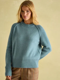 May Blue Merino Wool Jumper with Detachable Roll Neck
