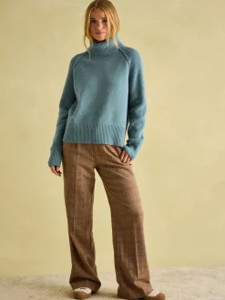 May Blue Merino Wool Jumper with Detachable Roll Neck