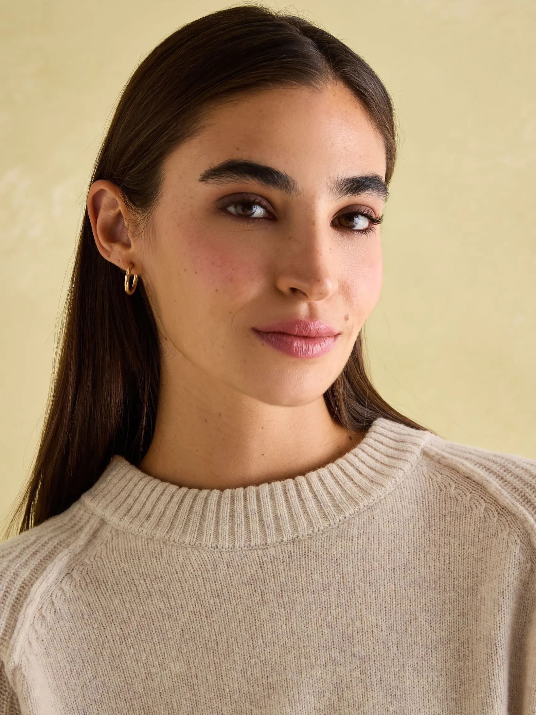 May Oatmeal Merino Wool Jumper with Detachable Roll Neck