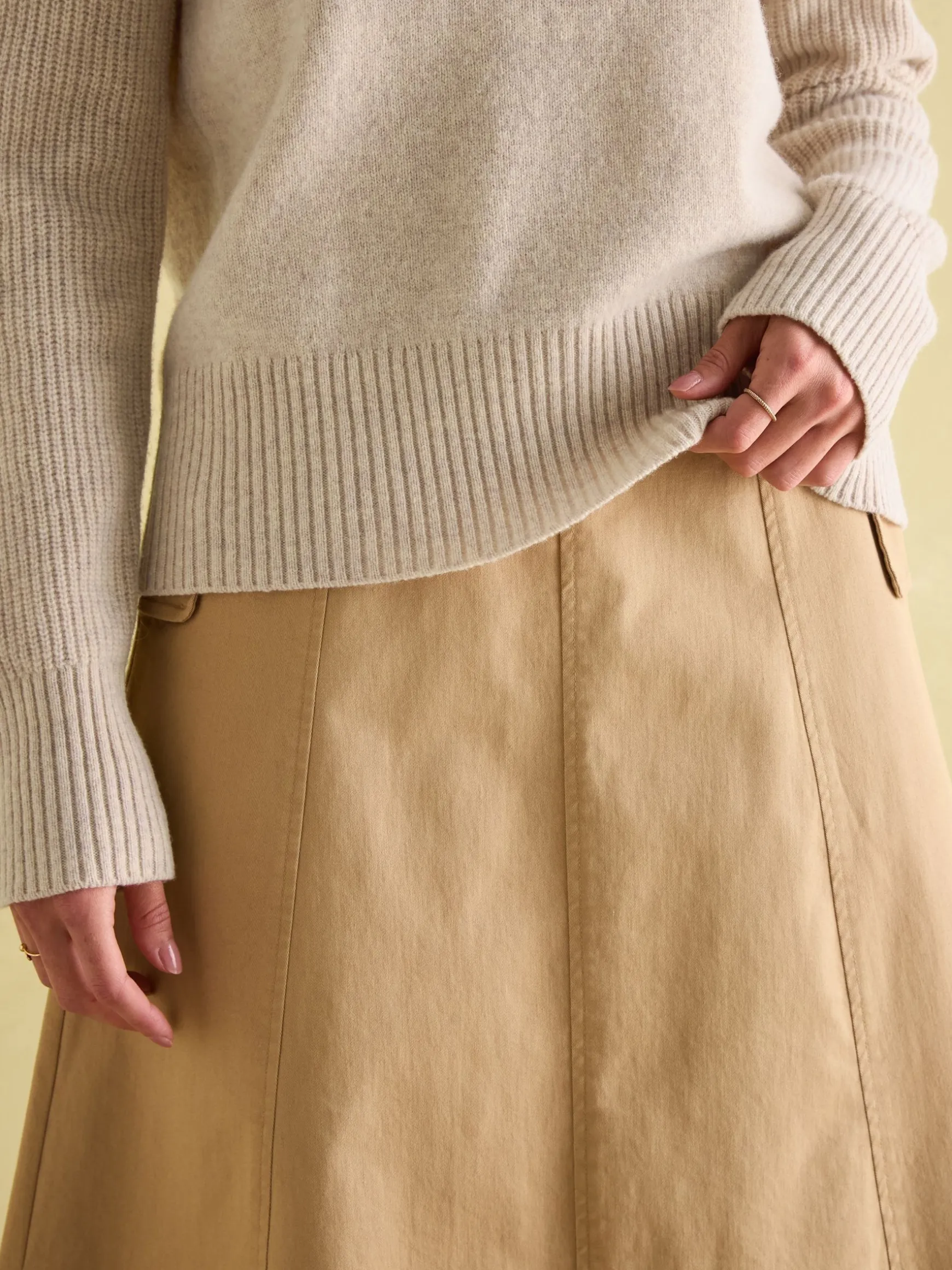 May Oatmeal Merino Wool Jumper with Detachable Roll Neck