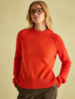 May Orange Merino Wool Jumper with Detachable Roll Neck