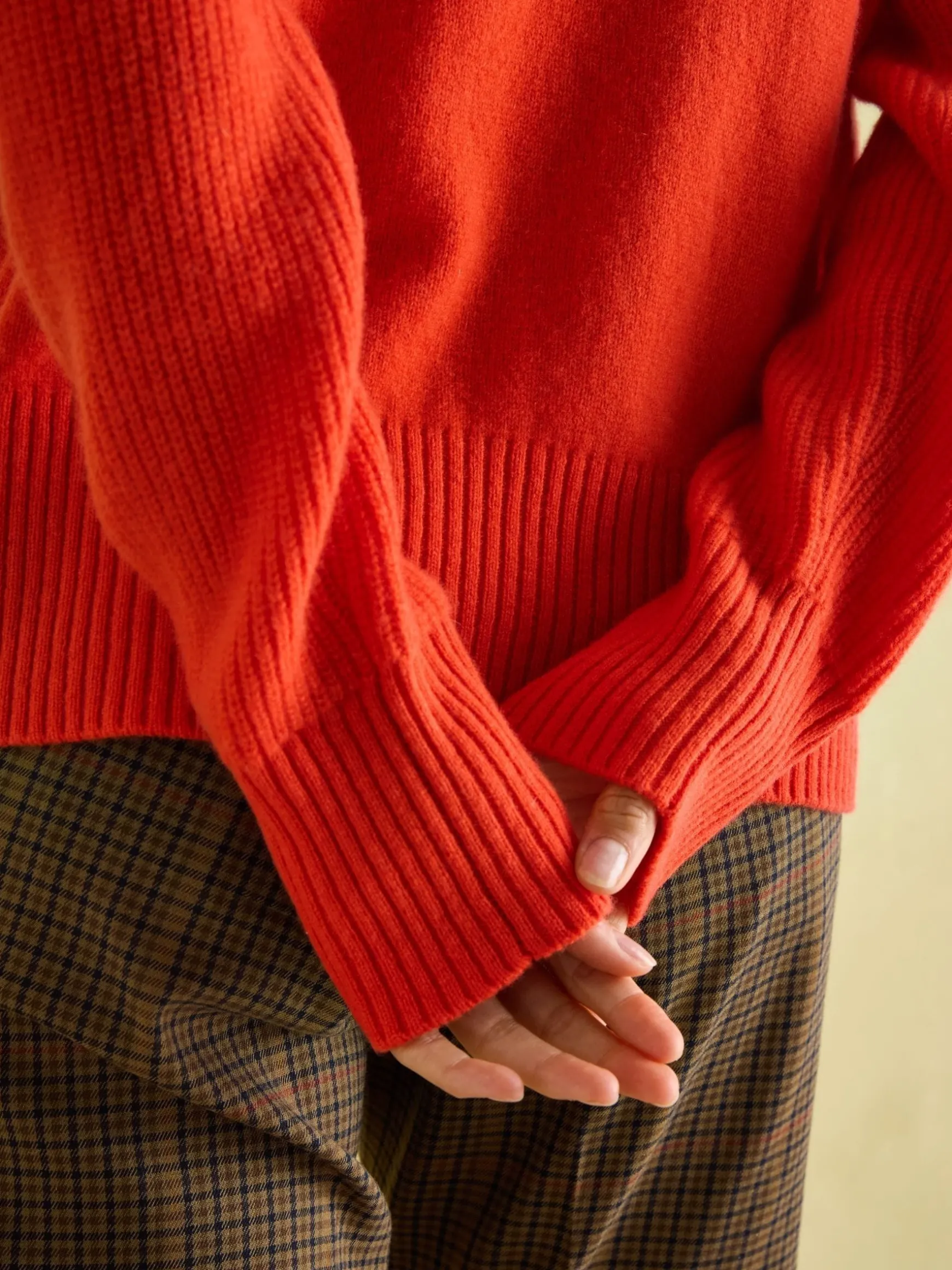 May Orange Merino Wool Jumper with Detachable Roll Neck