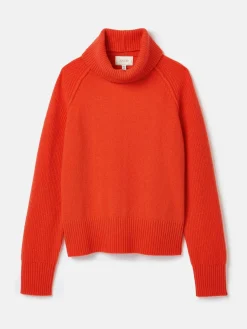 May Orange Merino Wool Jumper with Detachable Roll Neck