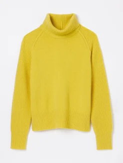 May Yellow Merino Wool Jumper with Detachable Roll Neck