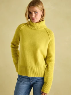 May Yellow Merino Wool Jumper with Detachable Roll Neck