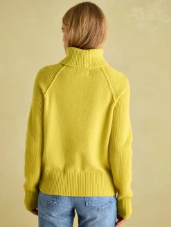 May Yellow Merino Wool Jumper with Detachable Roll Neck