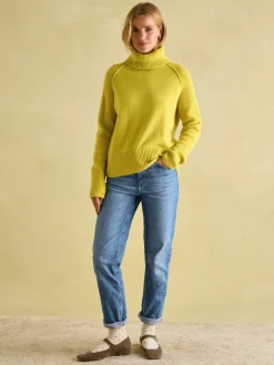 May Yellow Merino Wool Jumper with Detachable Roll Neck