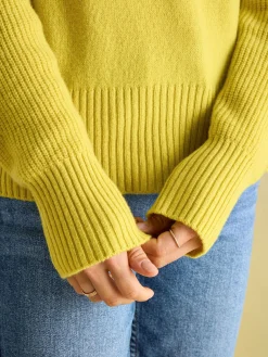 May Yellow Merino Wool Jumper with Detachable Roll Neck