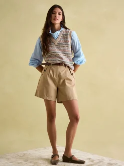 Melanie Blue/White Cotton Ruffle Blouse