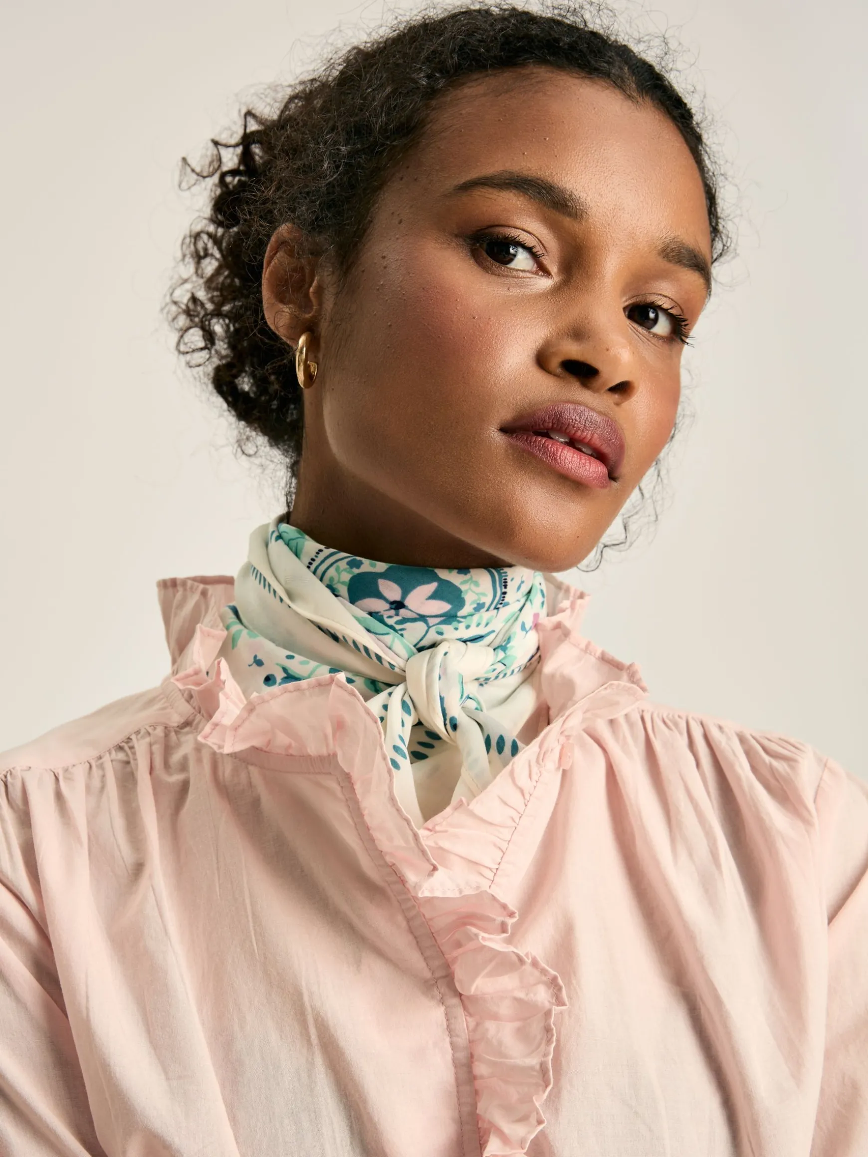 Melanie Pink Cotton Ruffle Blouse