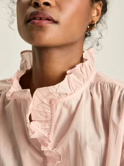 Melanie Pink Cotton Ruffle Blouse