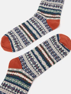 Men's Alby Grey Fair Isle Socks (size 7-12)