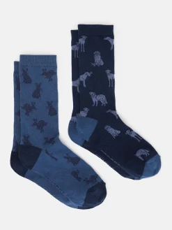 Men's Kingsbury Blue/Navy 2 Pack Socks (size 7-12)