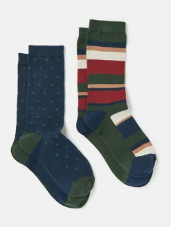 Men's Kingsbury Multi Navy 2 Pack Socks (size 7-12)