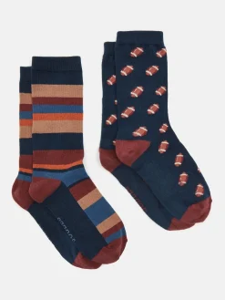 Men's Kingsbury Navy/Burgundy 2 Pack Socks (size 7-12)