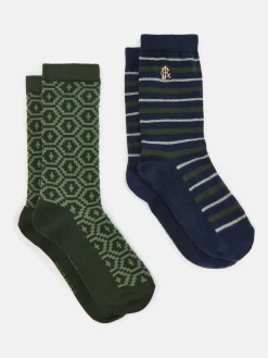 Men's Kingsbury Navy/Khaki 2 Pack Socks (size 7-12)