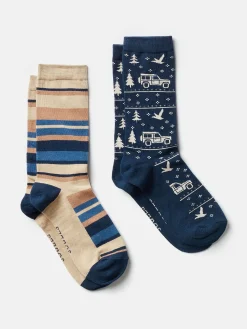 Men's Kingsbury Navy/Oatmeal 2 Pack Socks (size 7-12)