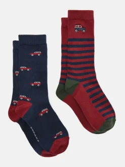 Men's Kingsbury Red/Navy 2 Pack Socks (size 7-12)