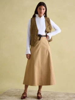 Meredith Tan A-line Midi Skirt