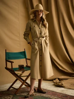 Meredith Tan Brown Midi Shirt Dress