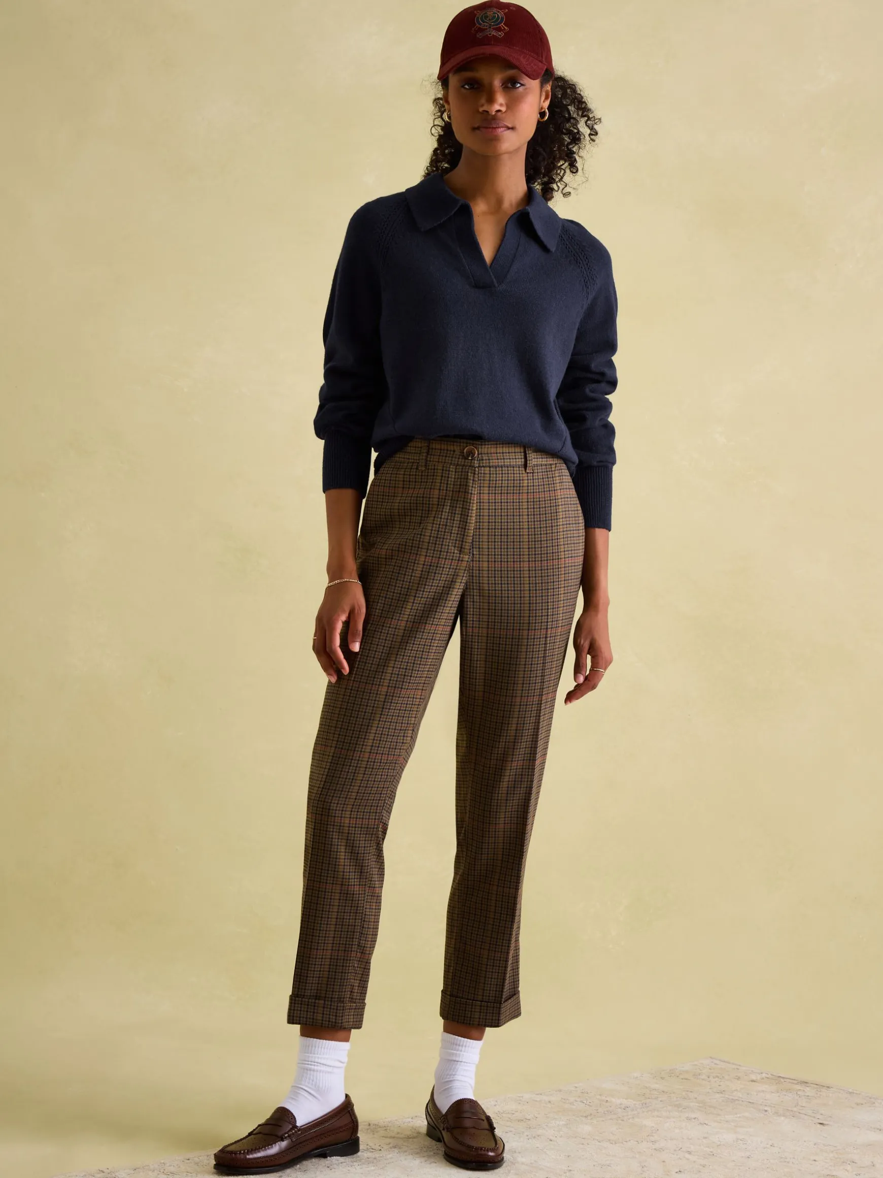 Mia Navy Blue Pointelle Jumper with Open Collar