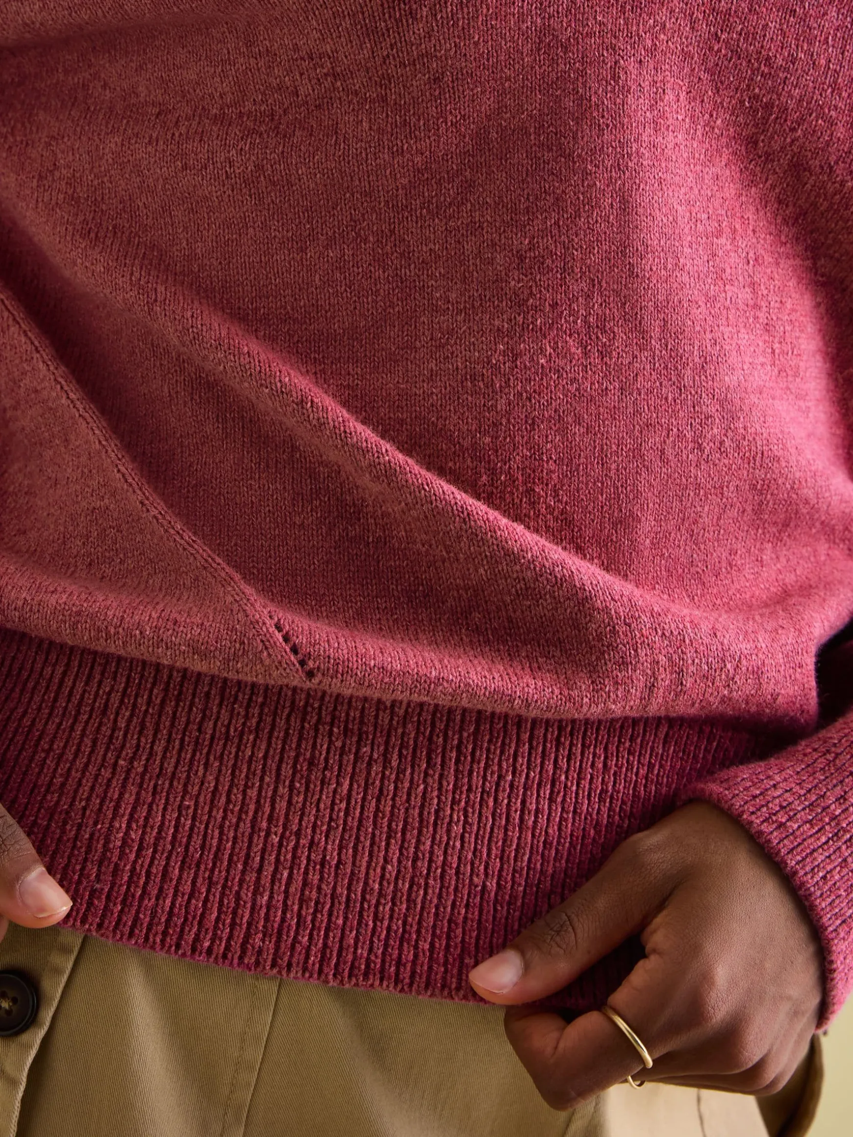 Mia Raspberry Pink Pointelle Jumper with Open Collar