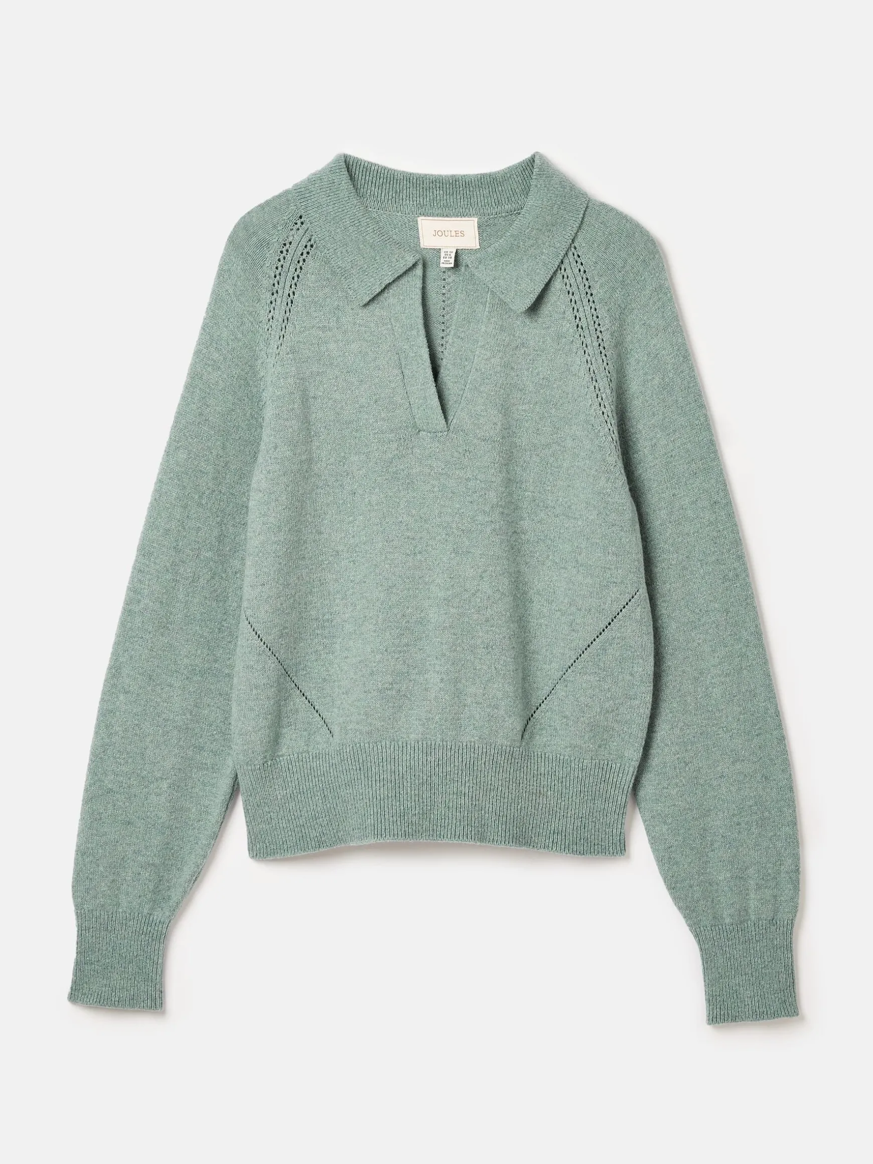 Mia Teal Blue Pointelle Jumper with Open Collar
