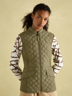 Minx Green Showerproof Diamond Quilted Gilet