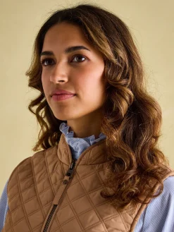 Minx Tan Showerproof Diamond Quilted Gilet