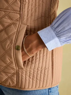 Minx Tan Showerproof Diamond Quilted Gilet