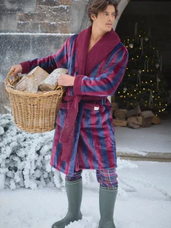 Montague Burgundy Fleece Lined Dressing Gown