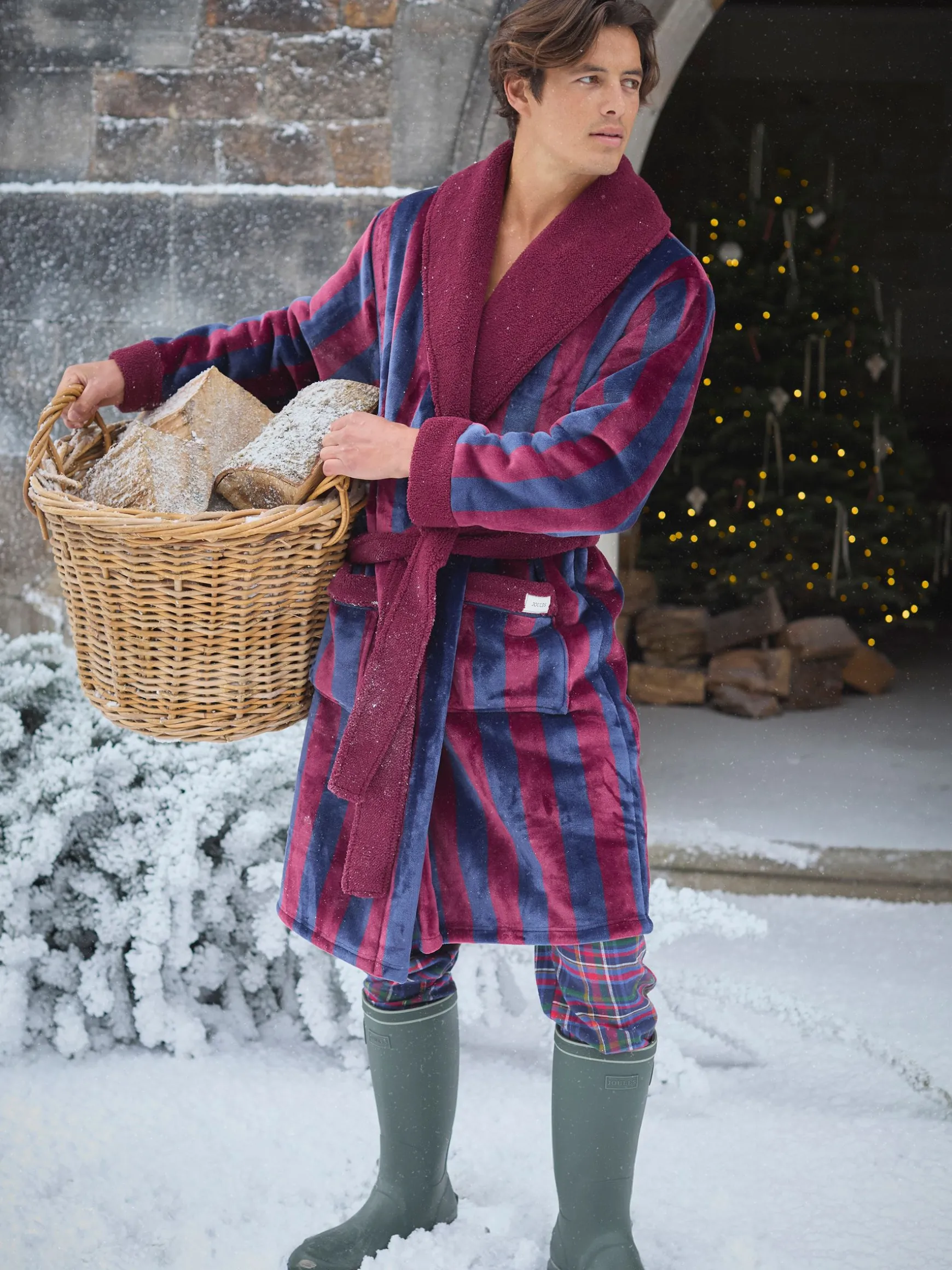 Montague Burgundy Fleece Lined Dressing Gown